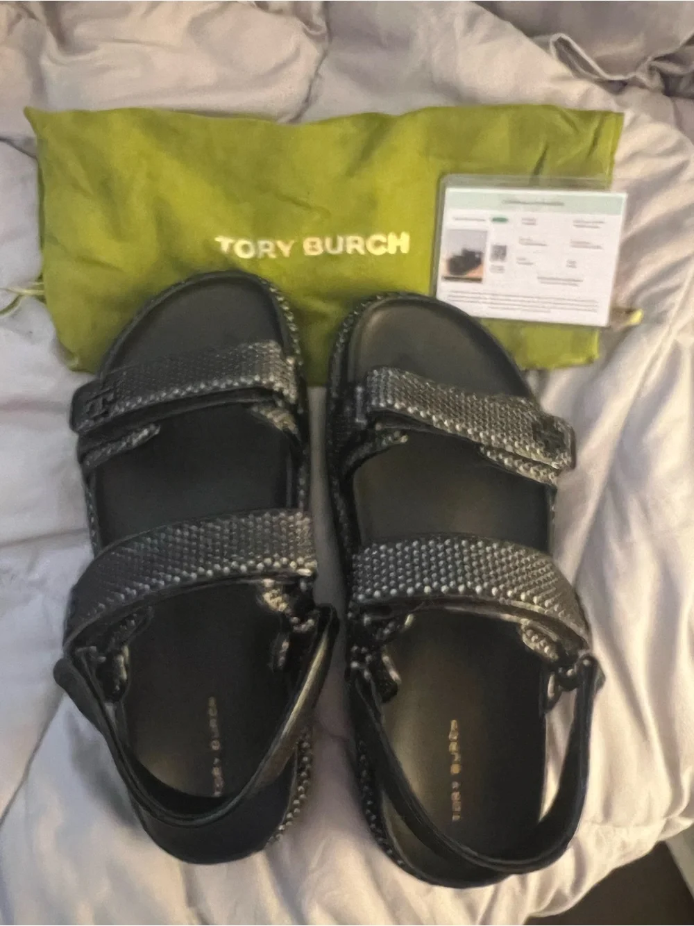 Tory Burch Black Embellished Strap Sandals